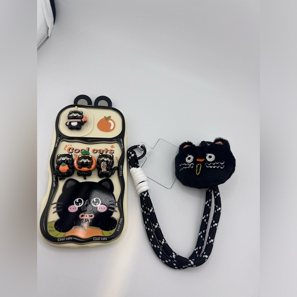 iPhone 16 Case – Cute Black Cat Design with Plush Charm & Wrist … - Picture 8 of 8